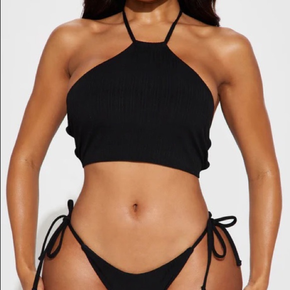 2 piece, halter black bikini
